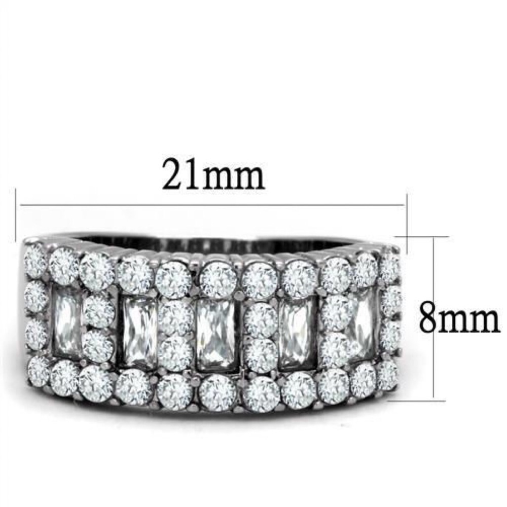 STAINLESS STEEL Round & Baguette. Cubic Zirconia Band Ring - Picture 12 of 14